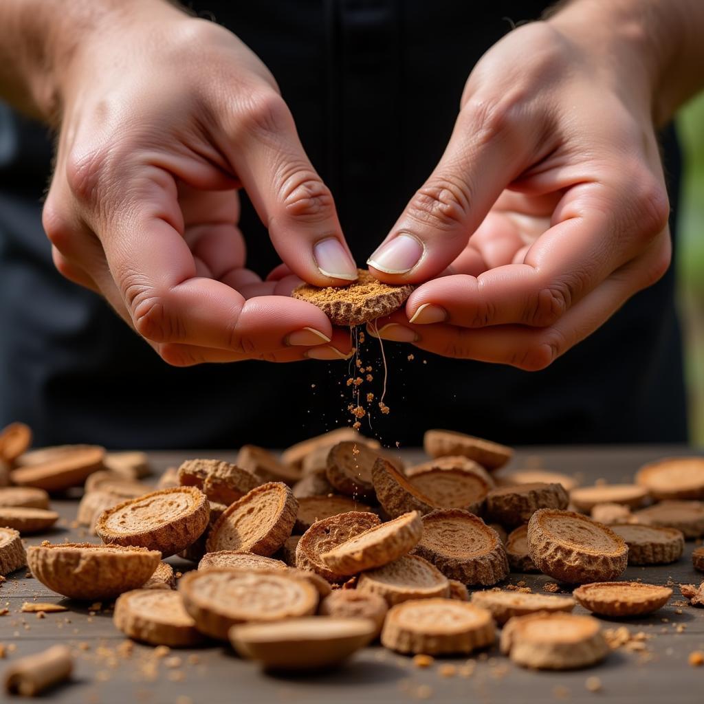 Preparing African Cherry Bark for Traditional Medicine