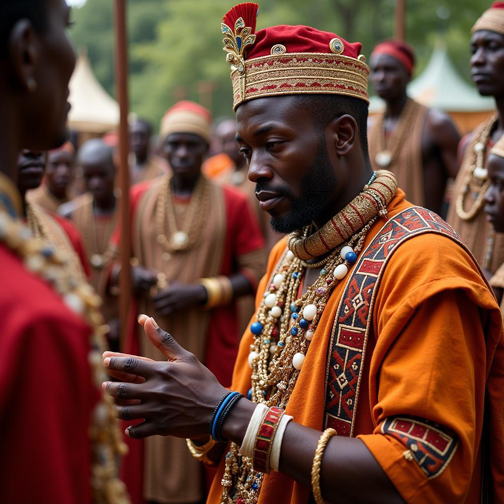 African Chief Participating in a Traditional Ceremony