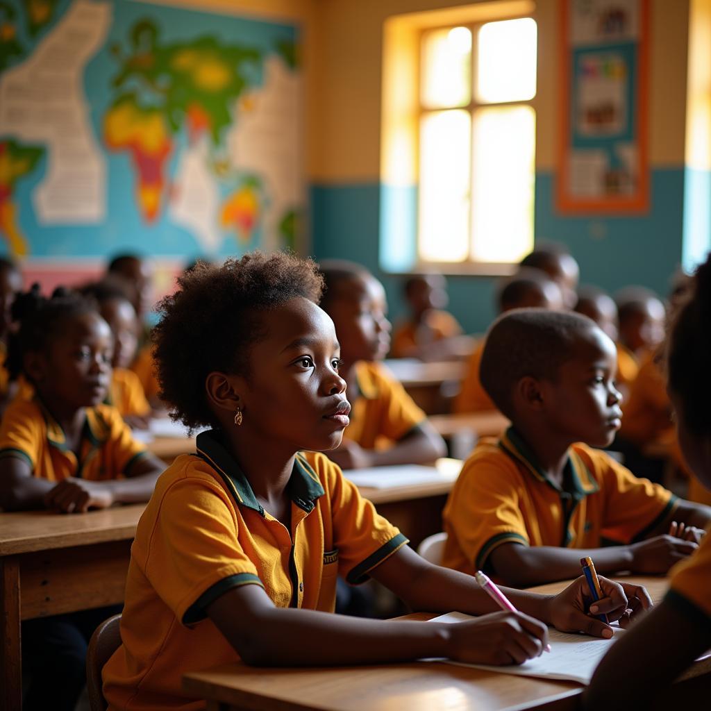 African children attending a UNICEF-supported school