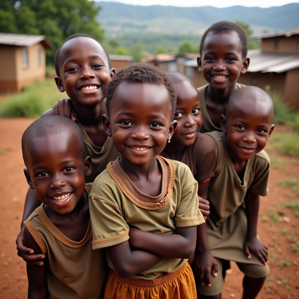 Smiling African children looking towards the future with hope