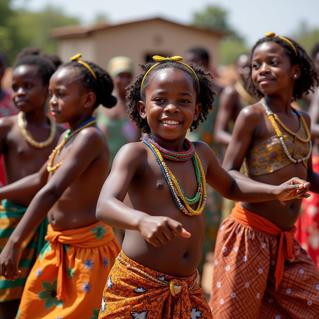 African children performing a cultural dance