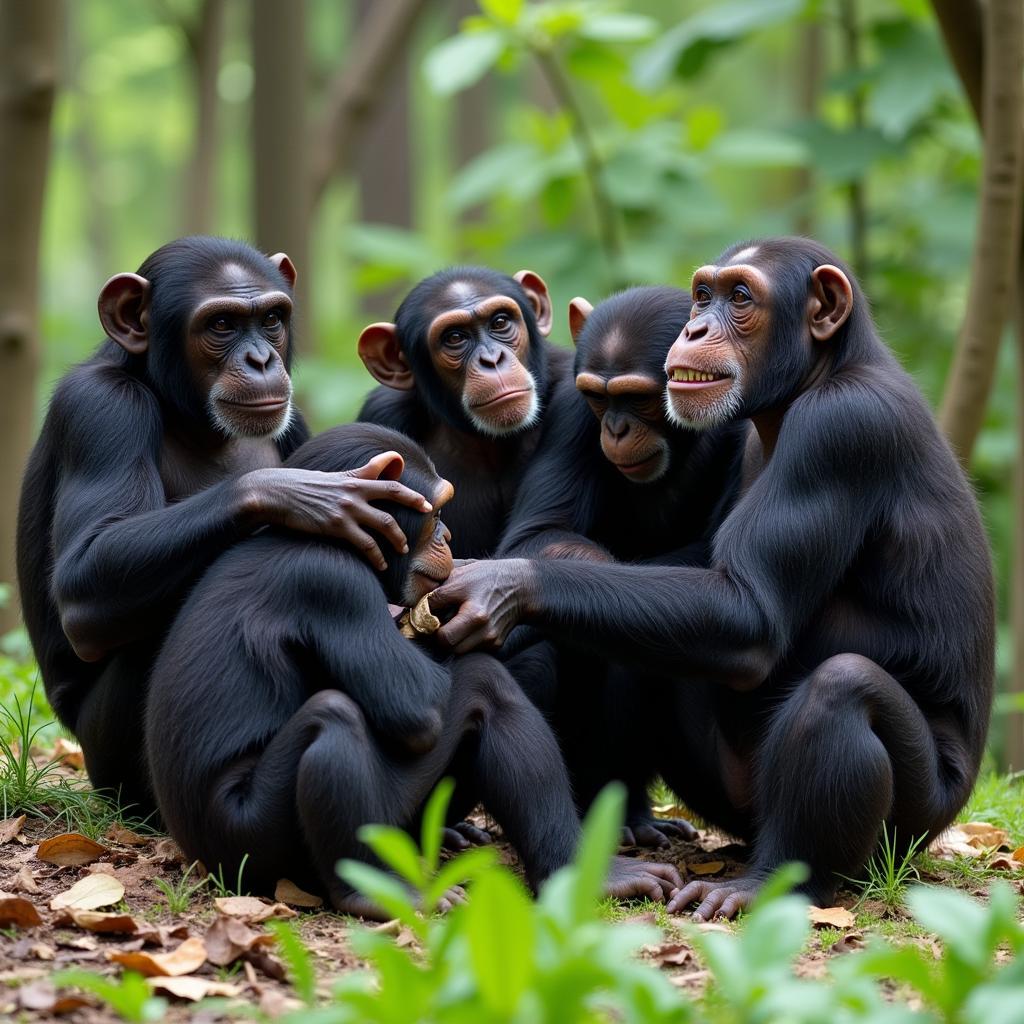 African Chimpanzee Social Group Interaction