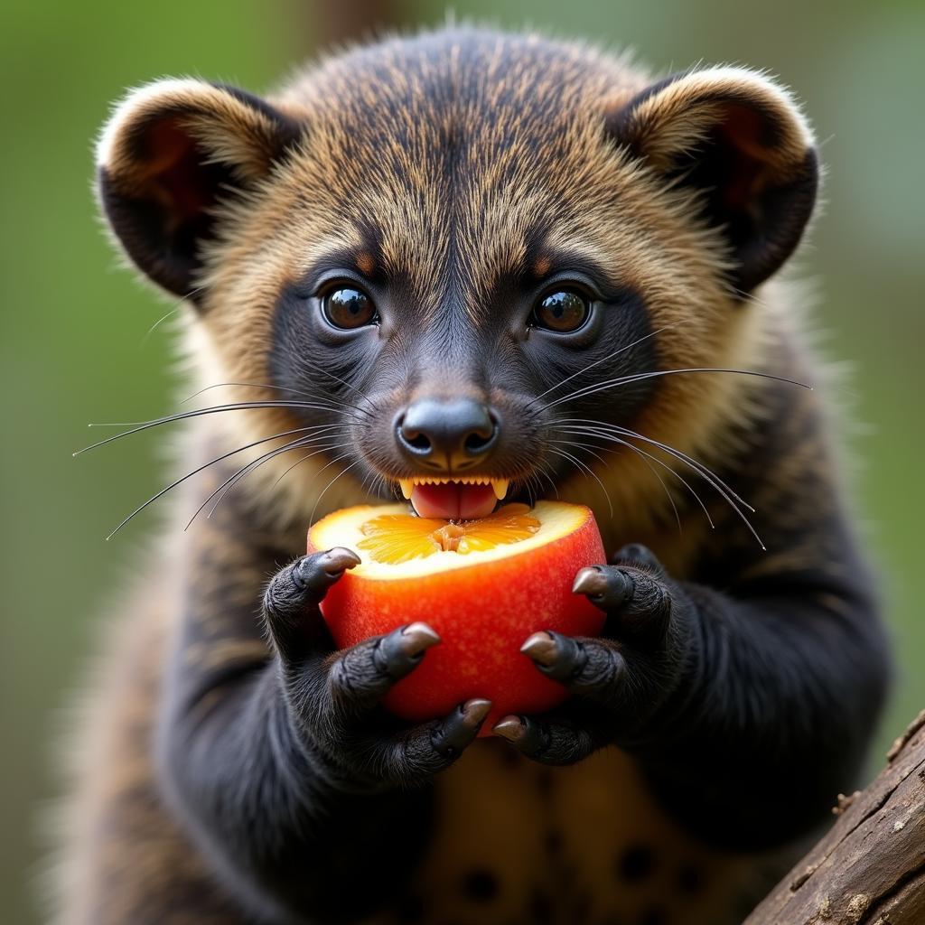 African Civet Eating Fruit