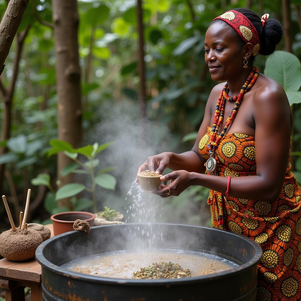 Traditional African Cleansing Rituals with Herbal Bath