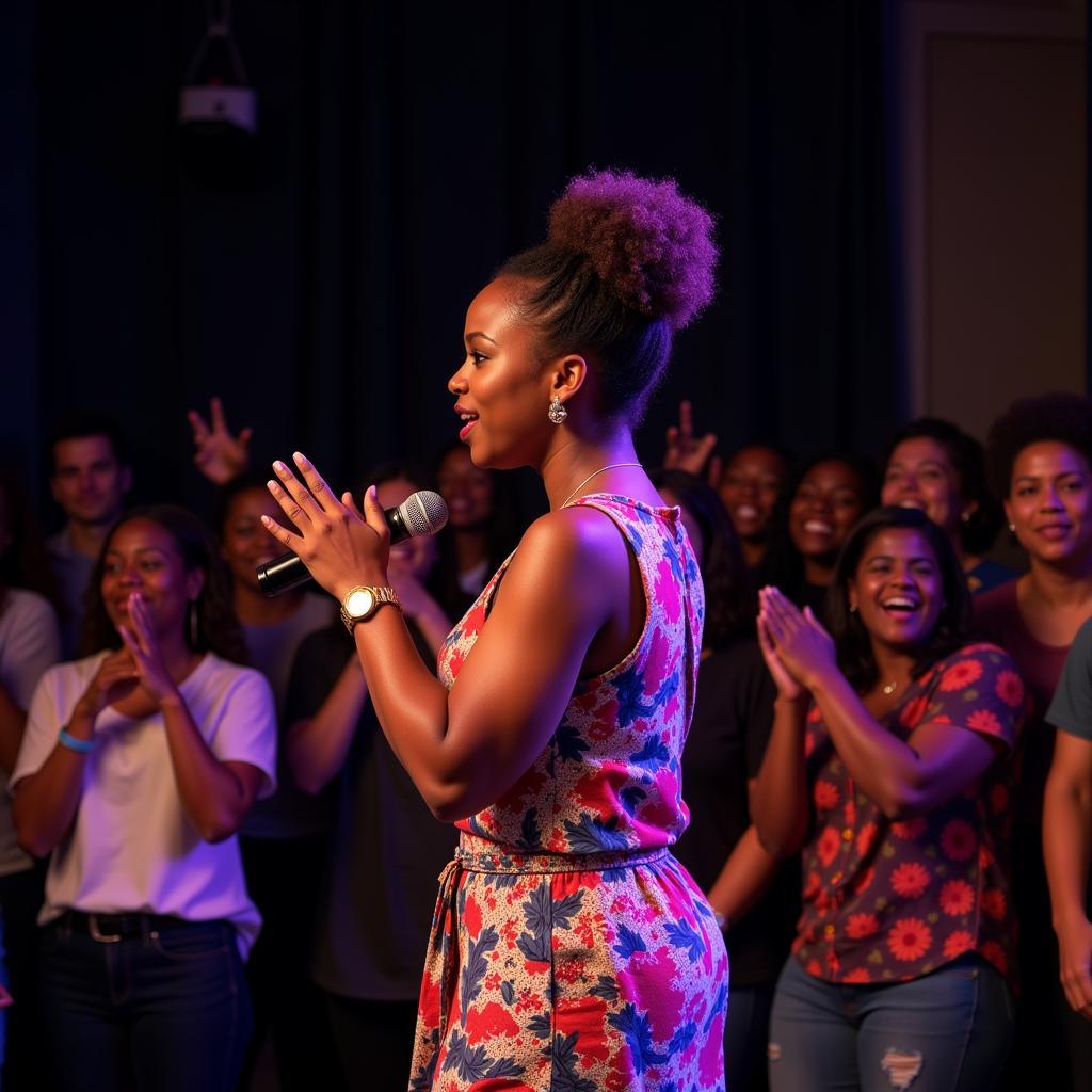 African Comedy Girl Performing Stand-up