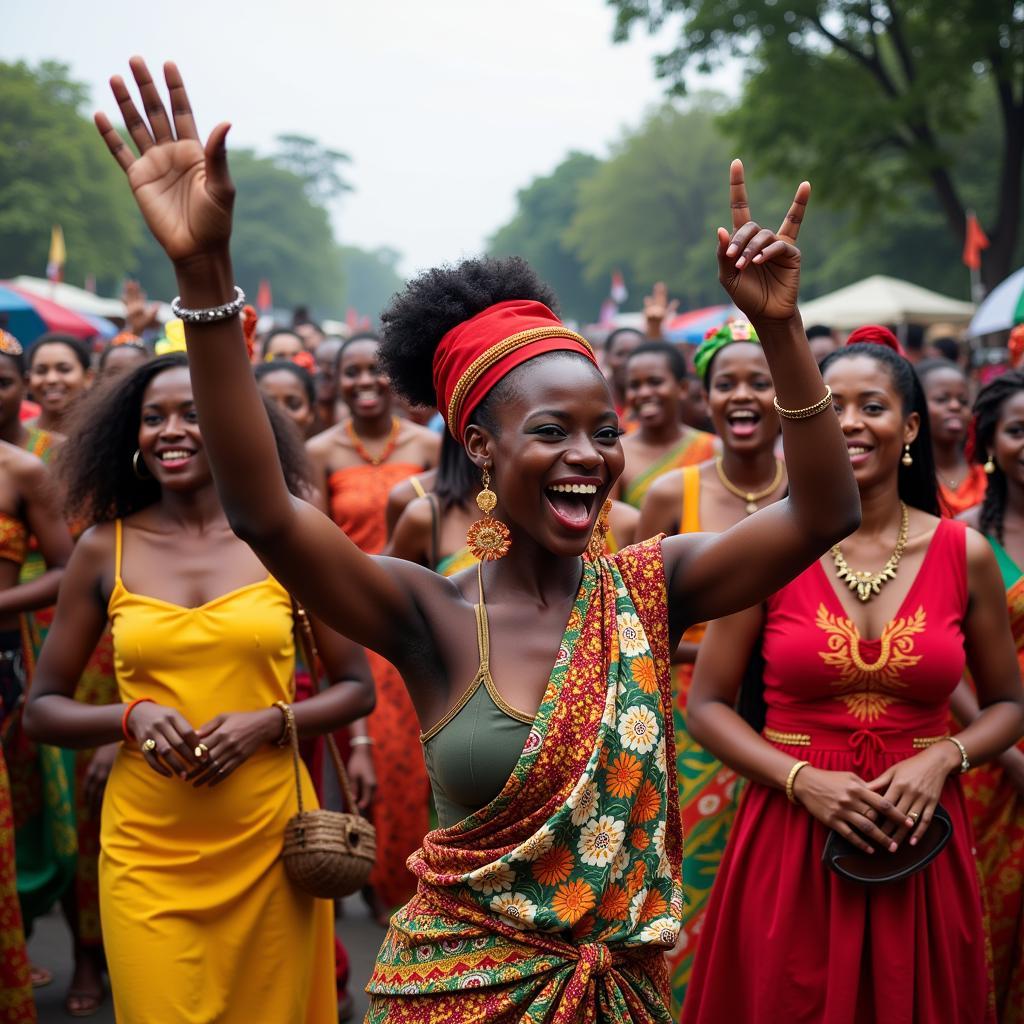 African Community in Mumbai Celebrating a Festival