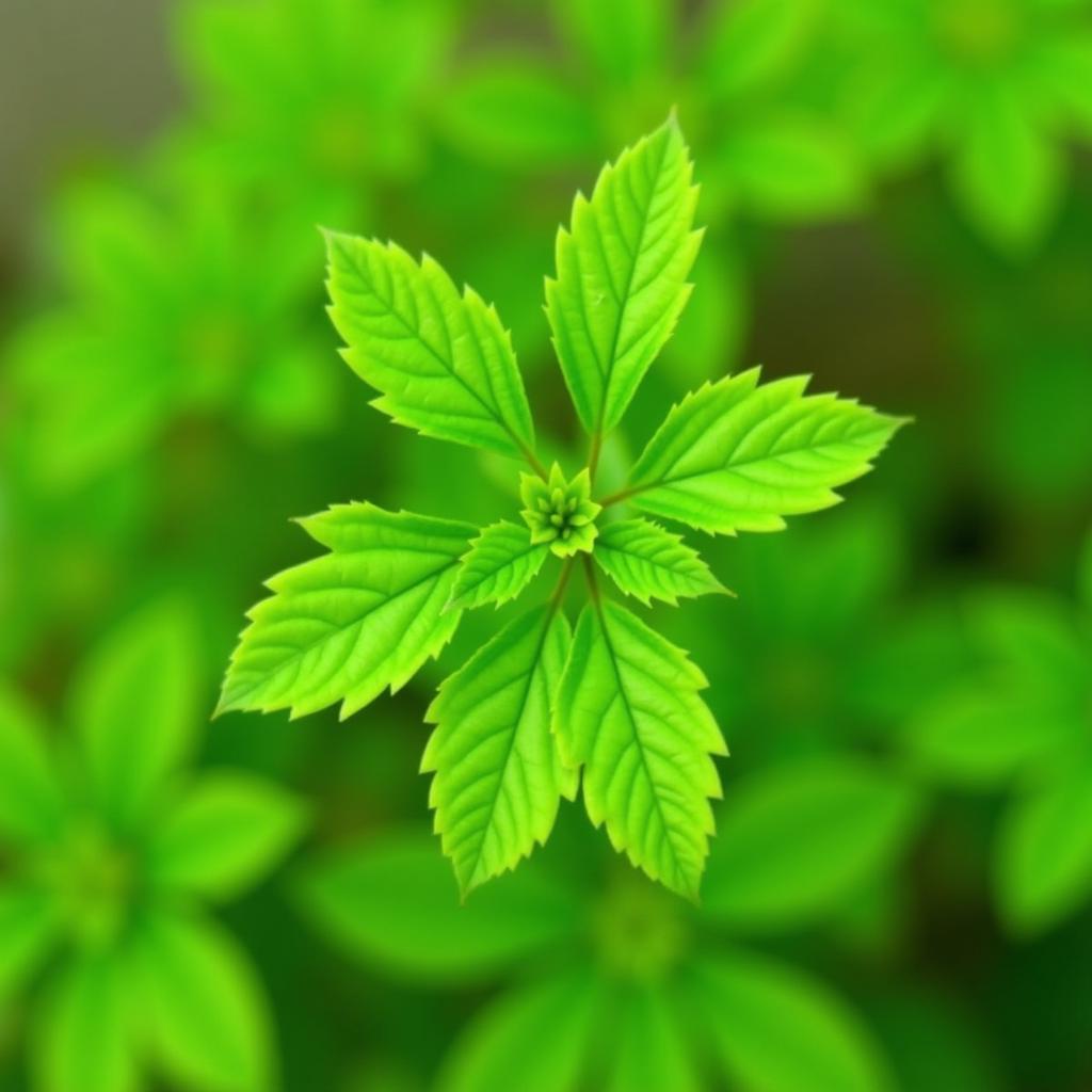 Close-up of an African Coriander plant showing its vibrant green leaves and delicate structure.