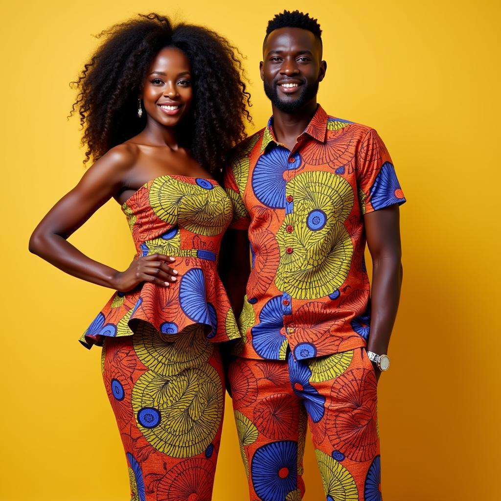 African Couple in Matching Ankara Styles