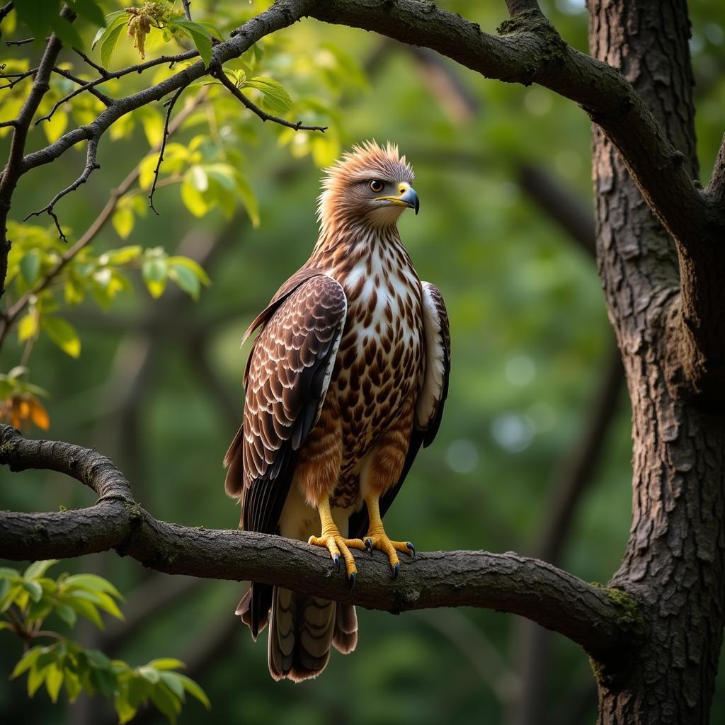 African Crowned Hawk Eagle Perched in its Natural Habitat