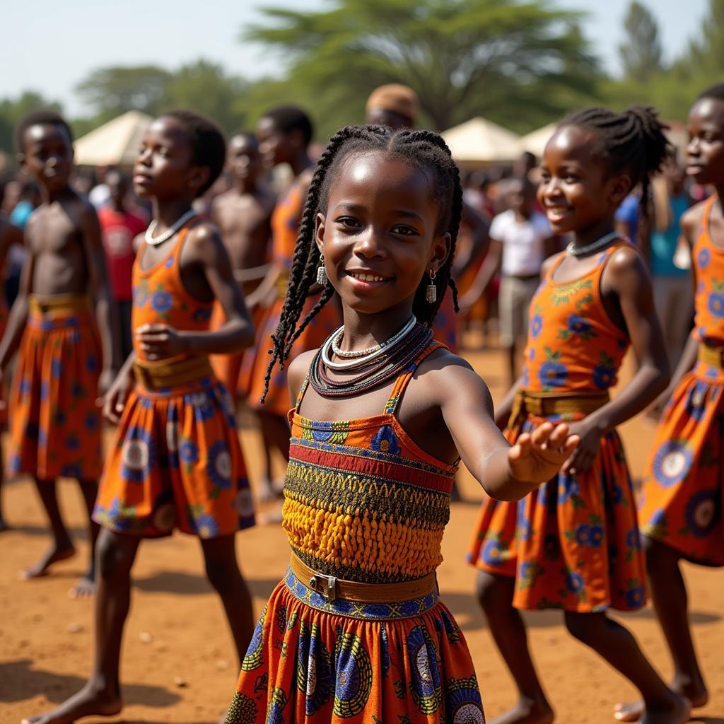 Young Africans Engaging in Traditional Dance