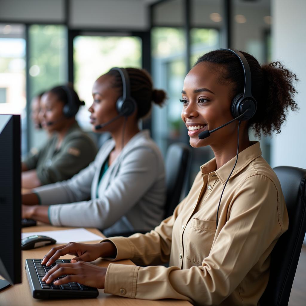 African Call Center Representatives Providing Excellent Customer Service