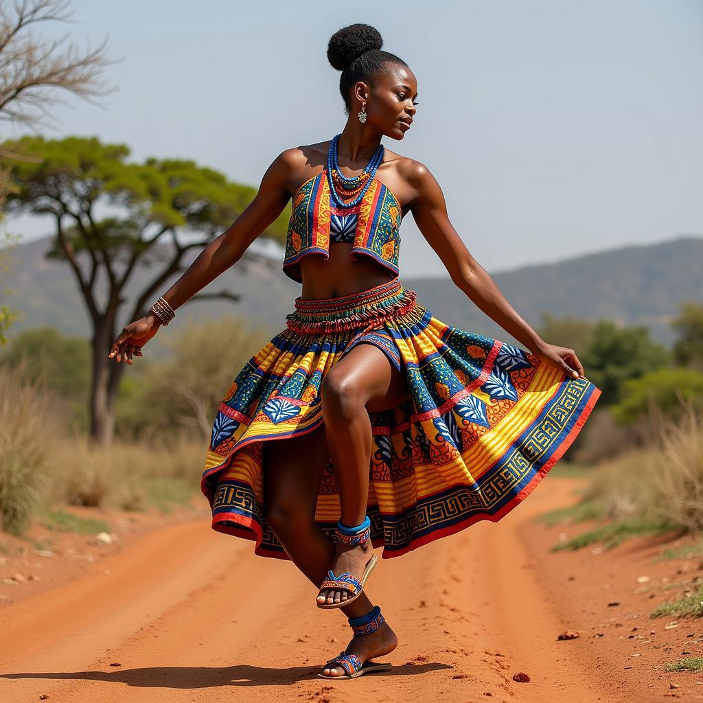 African Dancer in Traditional Costume