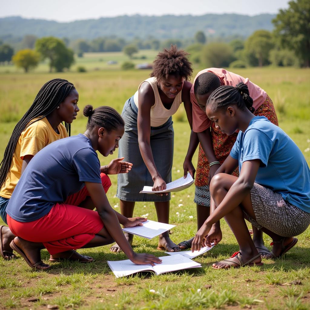 African Development Masters Students Conducting Fieldwork in a Rural Community