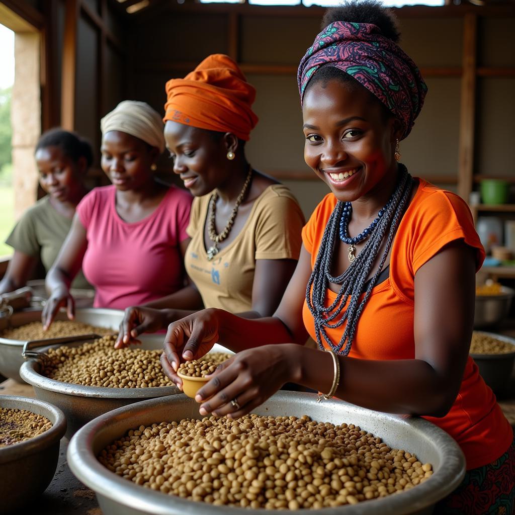 Women farmers in a cooperative working together