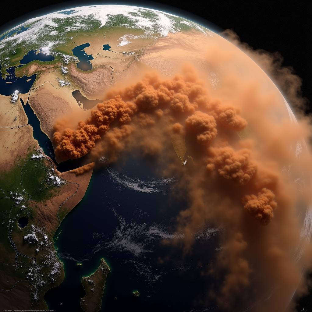 African dust plume traveling across the Atlantic Ocean