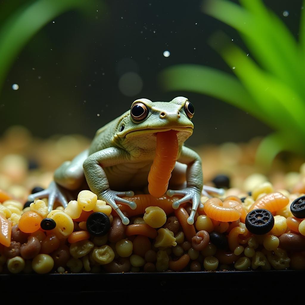 African Dwarf Frog Eating Bloodworms