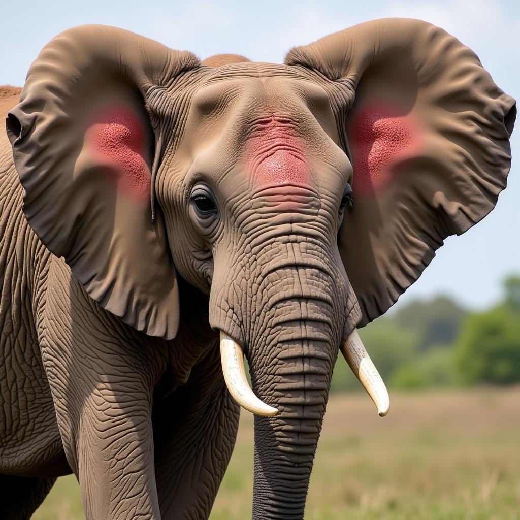 African Elephant Flapping its Ears to Cool Down