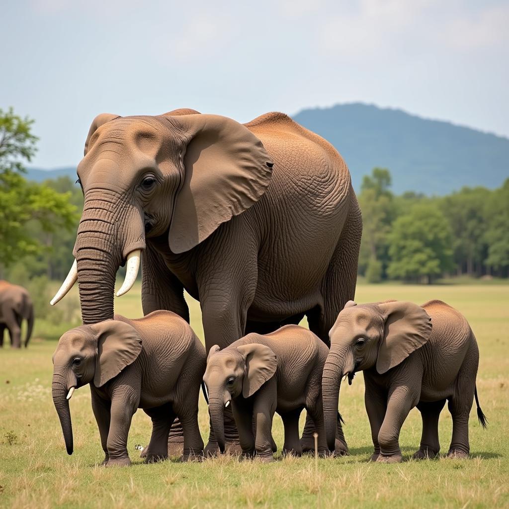 African Elephant Family Unit