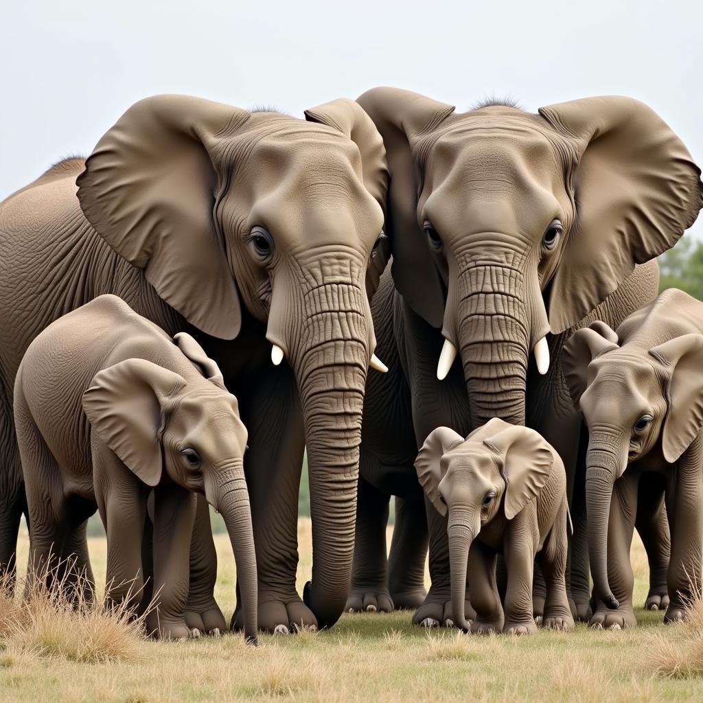 African Elephant Family Unit