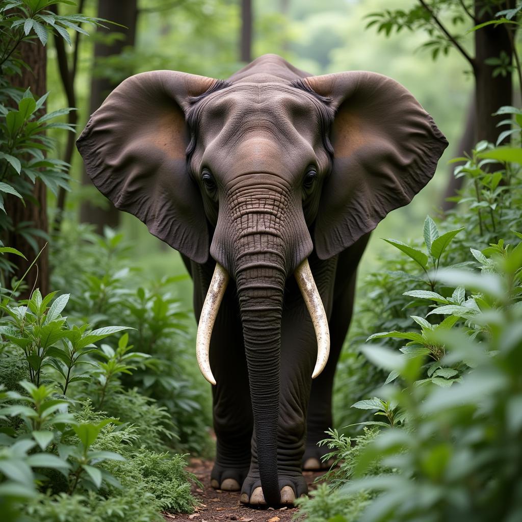 African Elephant in Forest Habitat