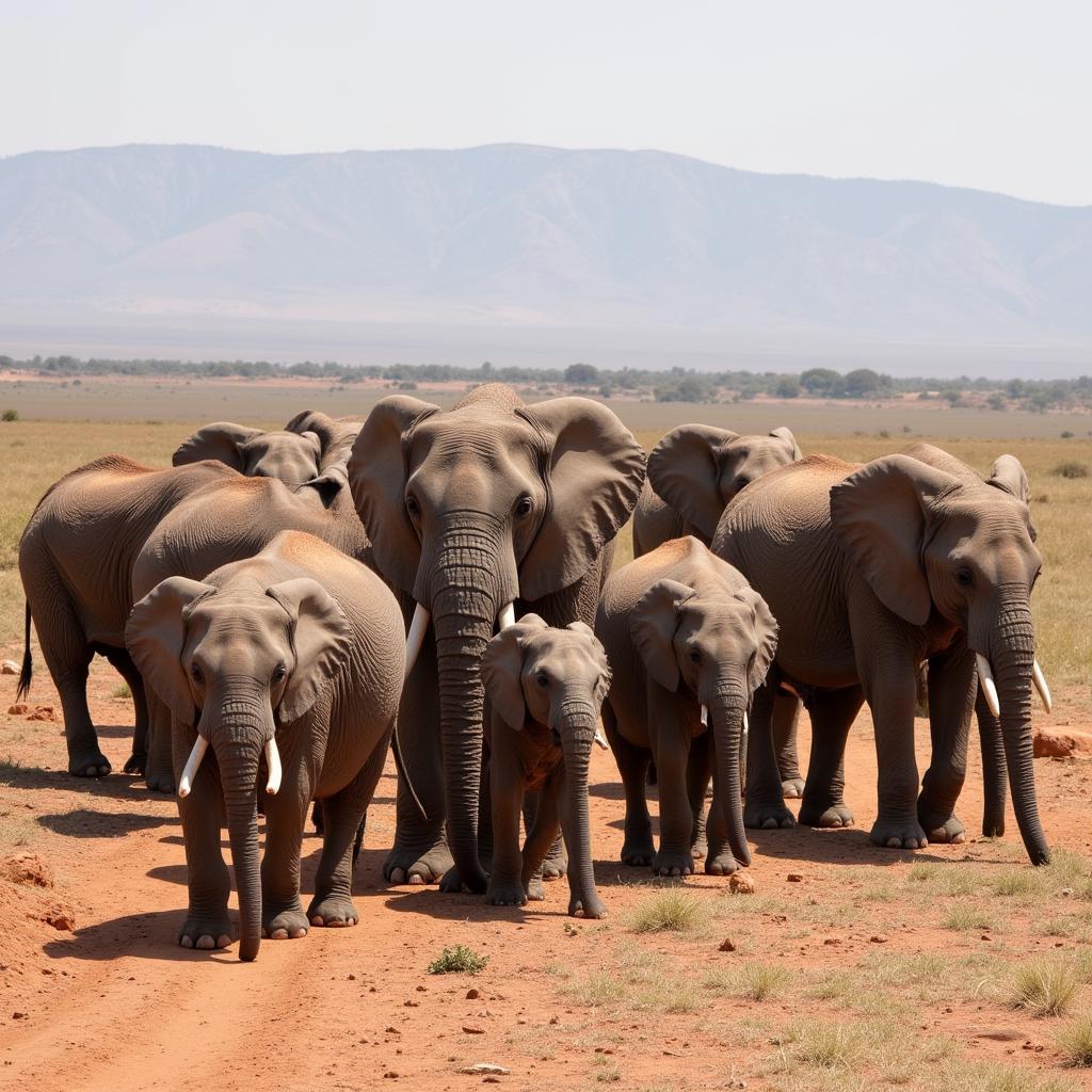 African Elephant Herd Migration