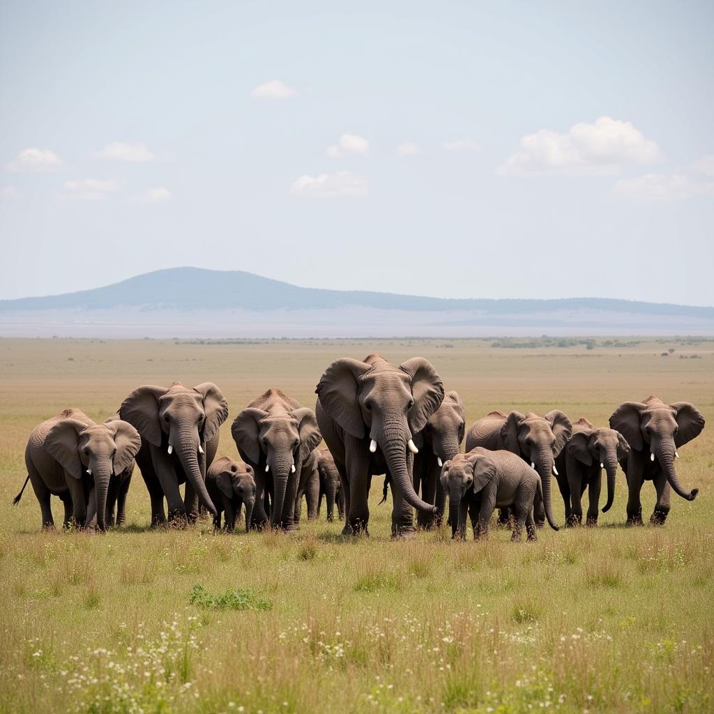 African Elephant Herd Social Behavior