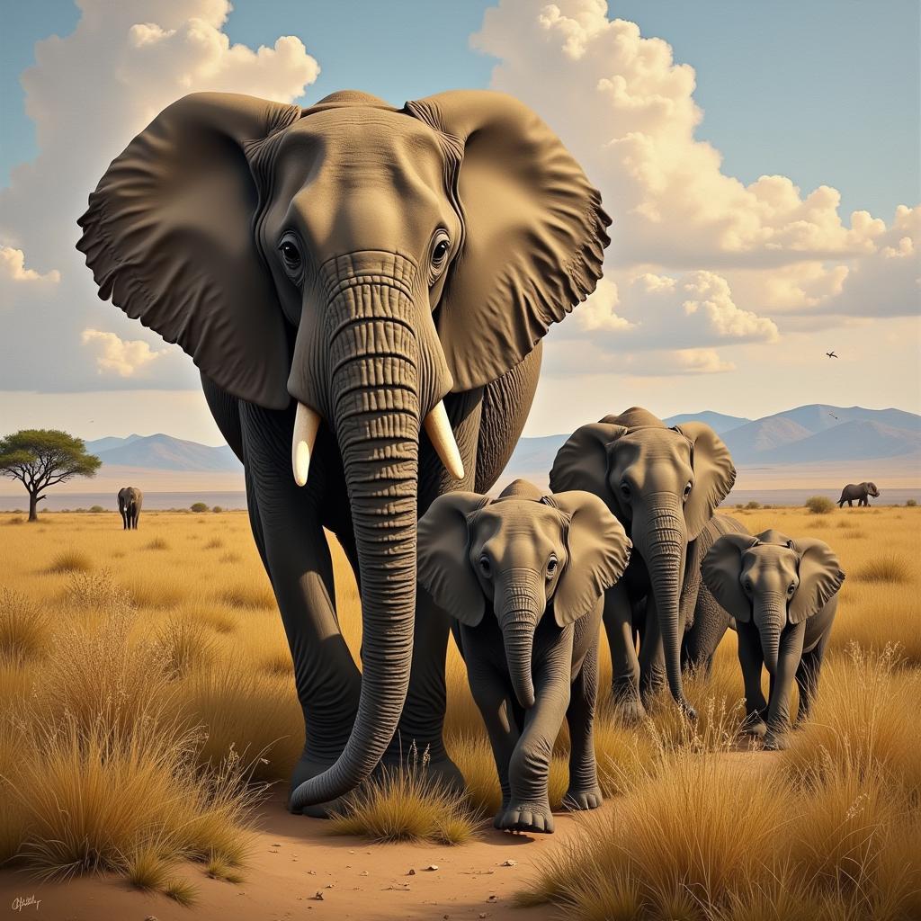 African Elephant Painting with a Wildlife Conservation Theme