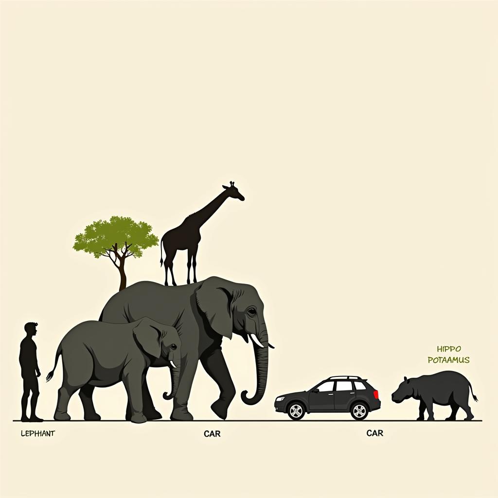 African Elephant Size Comparison with Humans and Other Animals