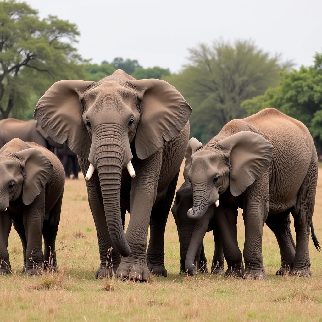 African Elephant Social Interaction