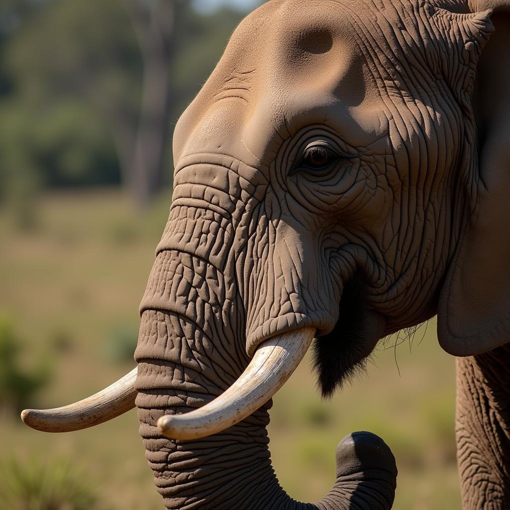 Close-up of an African Elephant's Tusk showing its intricate details and texture