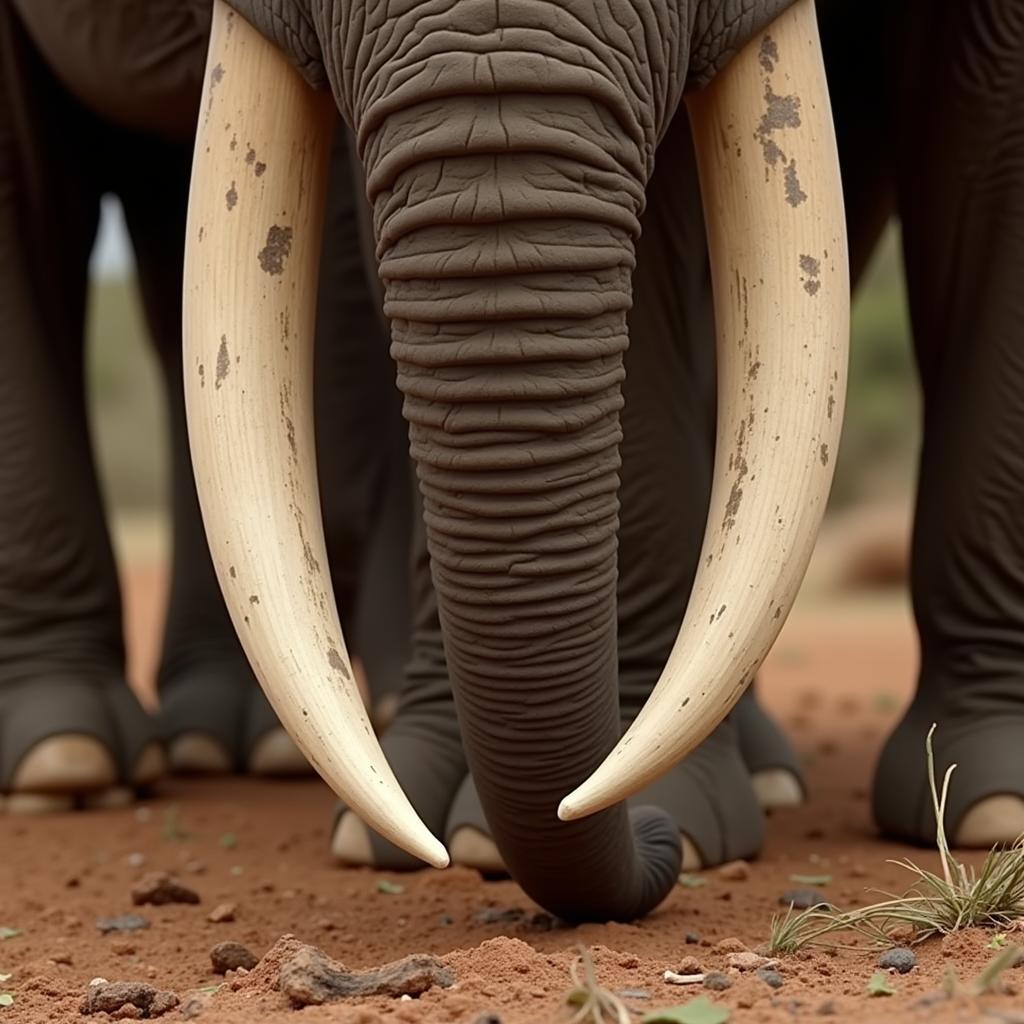 African Elephant Tusks for Defense and Digging