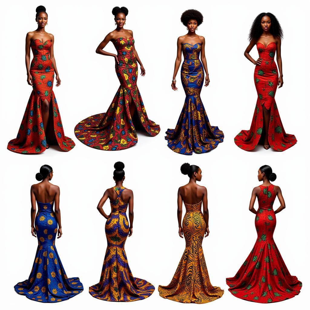 Showcasing various Ankara styles in African Evening Gowns