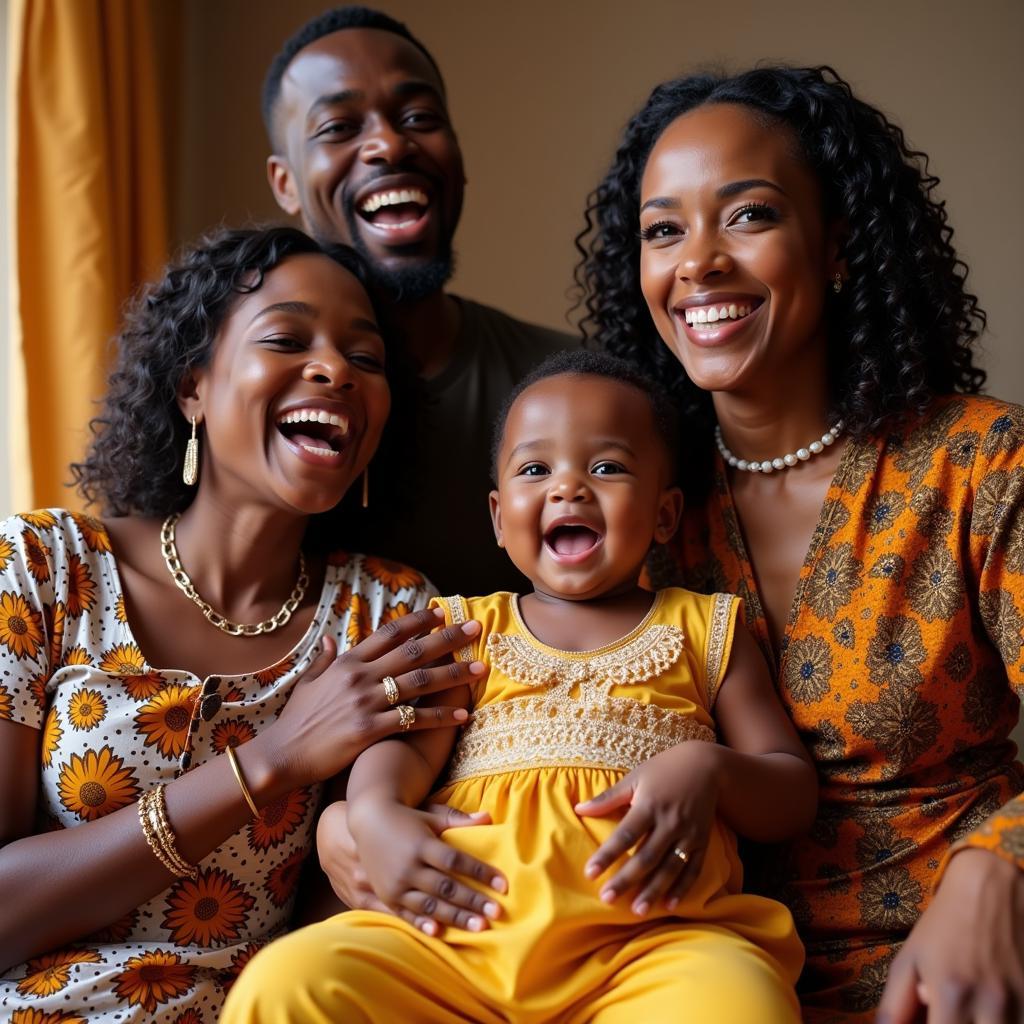 African Family Celebrating Baby