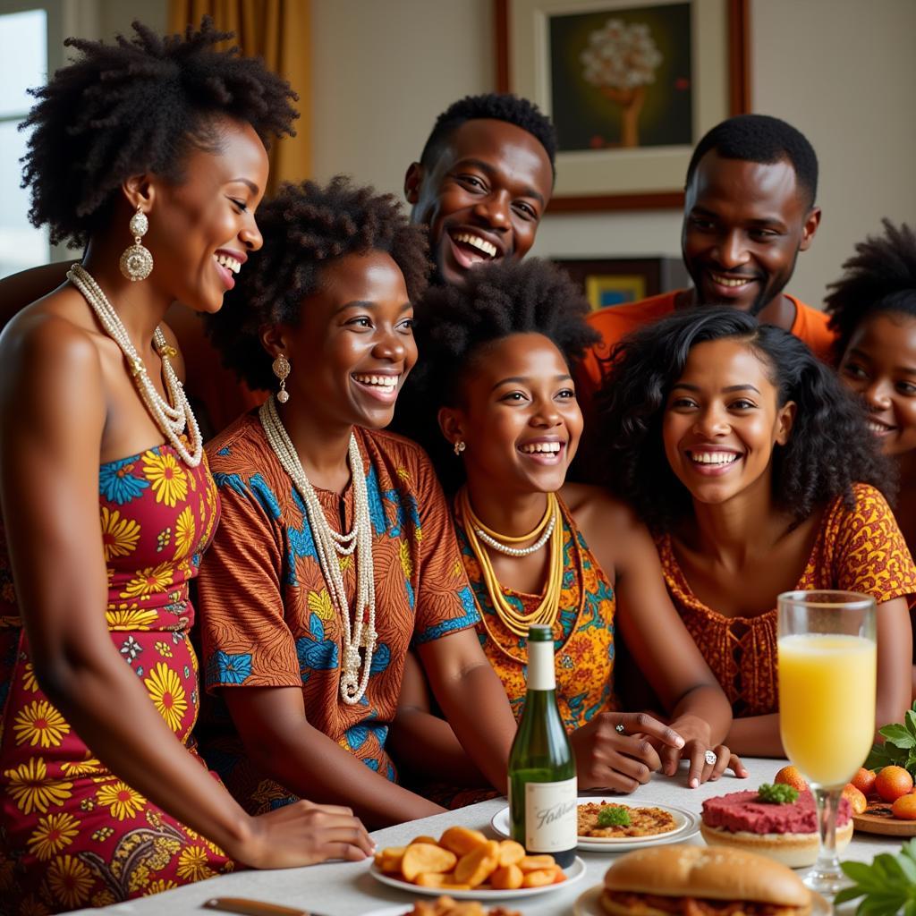 African Family Celebration in Traditional Clothing