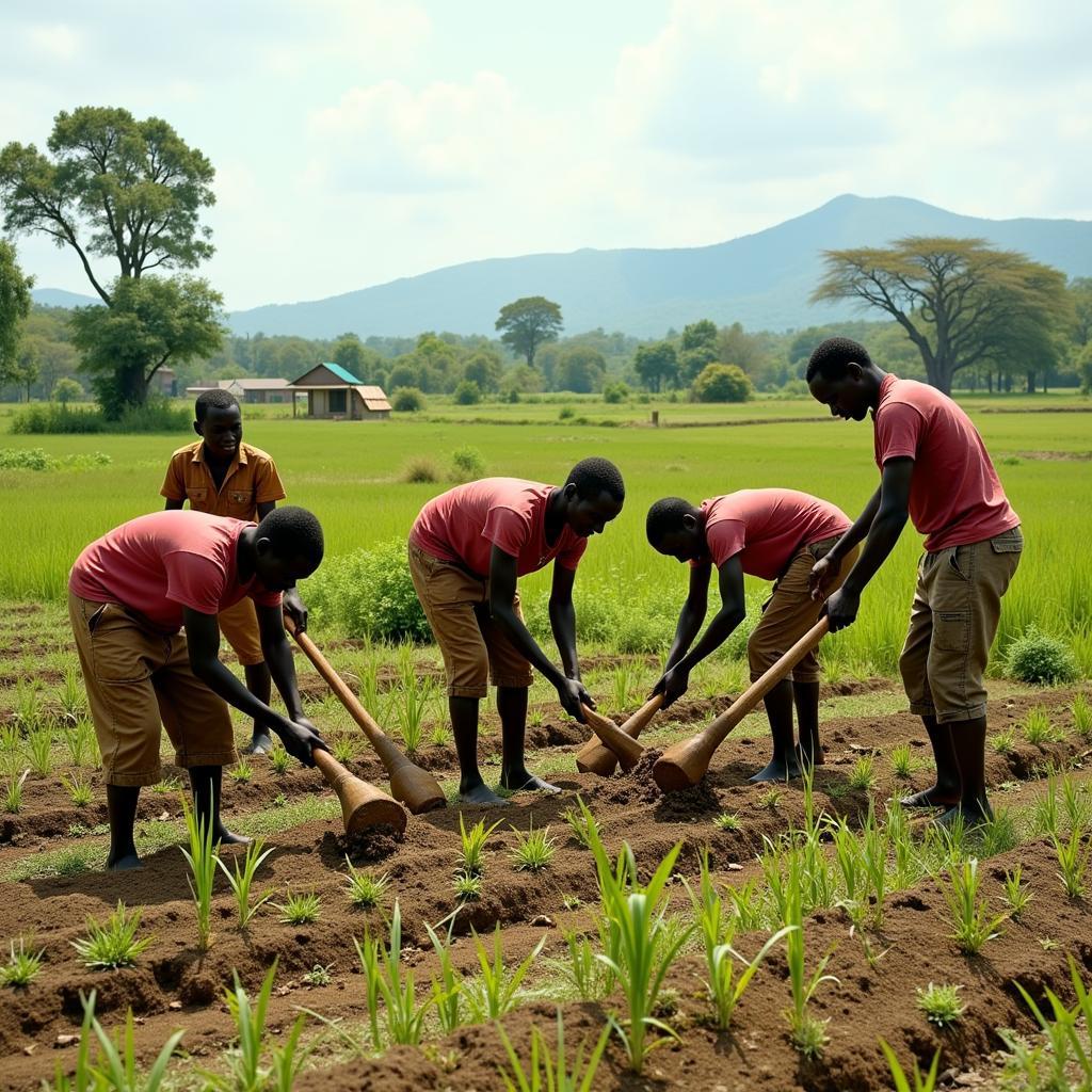 African Farmers Using Traditional Farming Methods