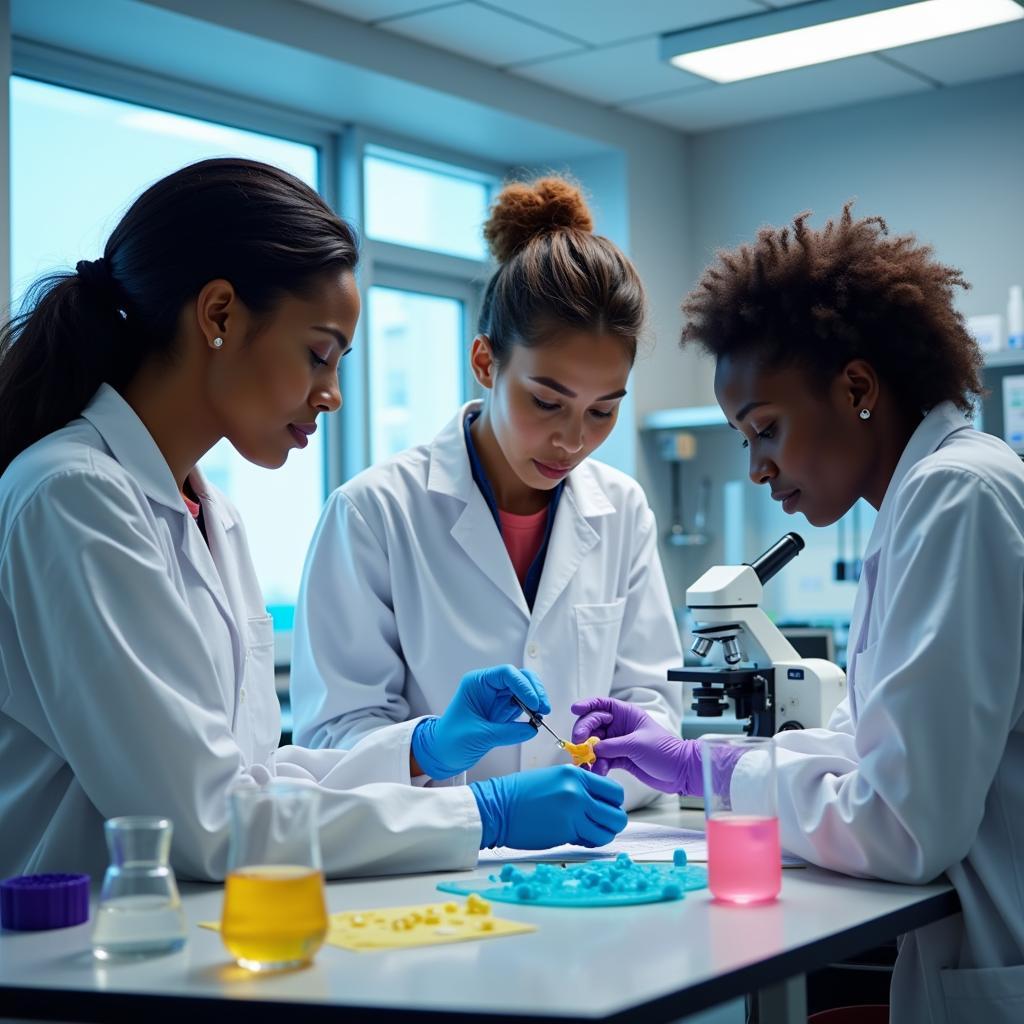 African female scientists working in a modern laboratory