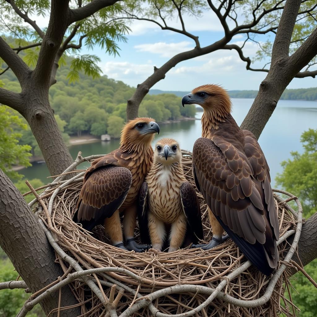 African Fish Eagle Chick in Nest