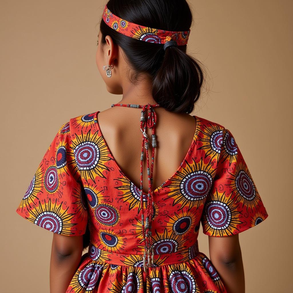 African flower girl in a regal Kente cloth dress