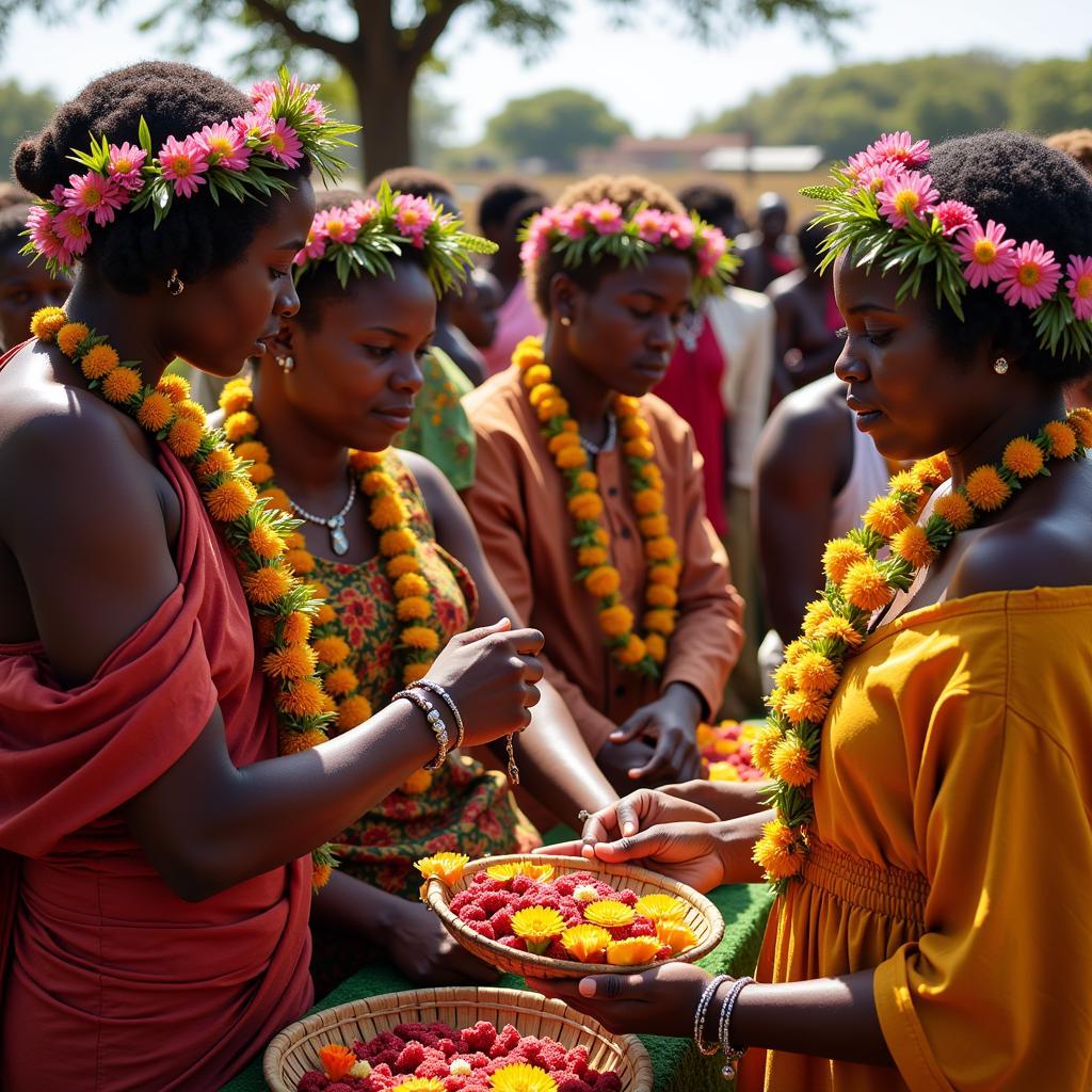 African Flowers in a Traditional Ceremony