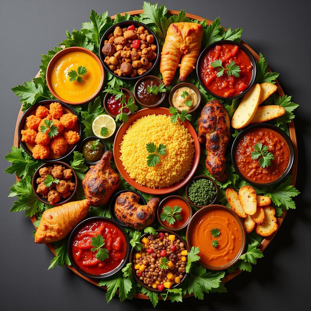 A Vibrant Platter of Diverse African Dishes