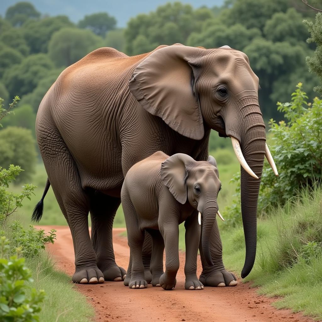 African Forest Elephant Family