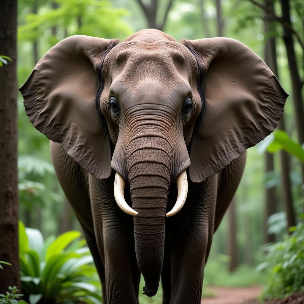 African Forest Elephant Frontal View