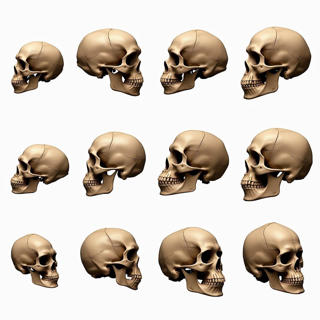 African Fossil Hominin Skull Evolution