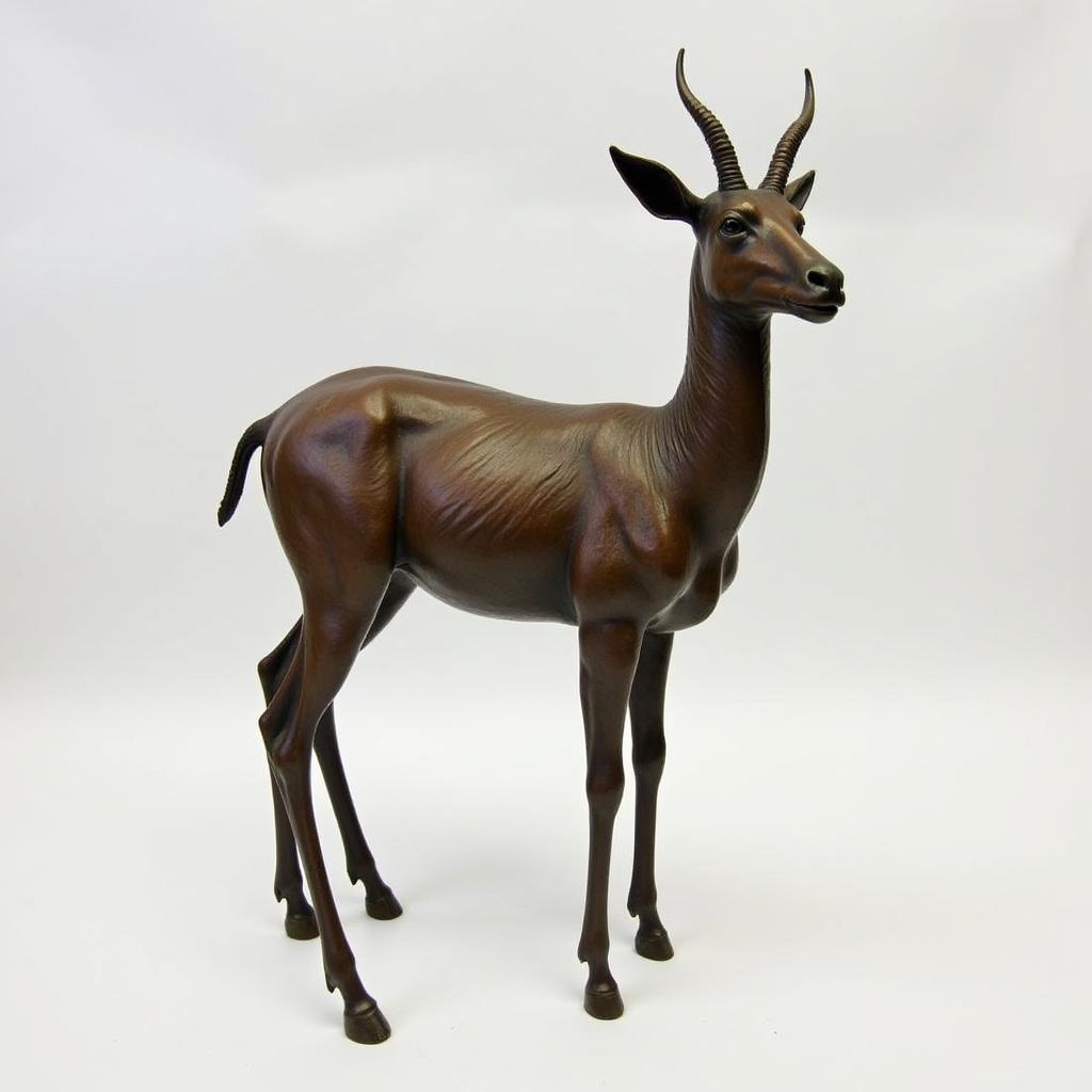 A bronze sculpture of a gazelle