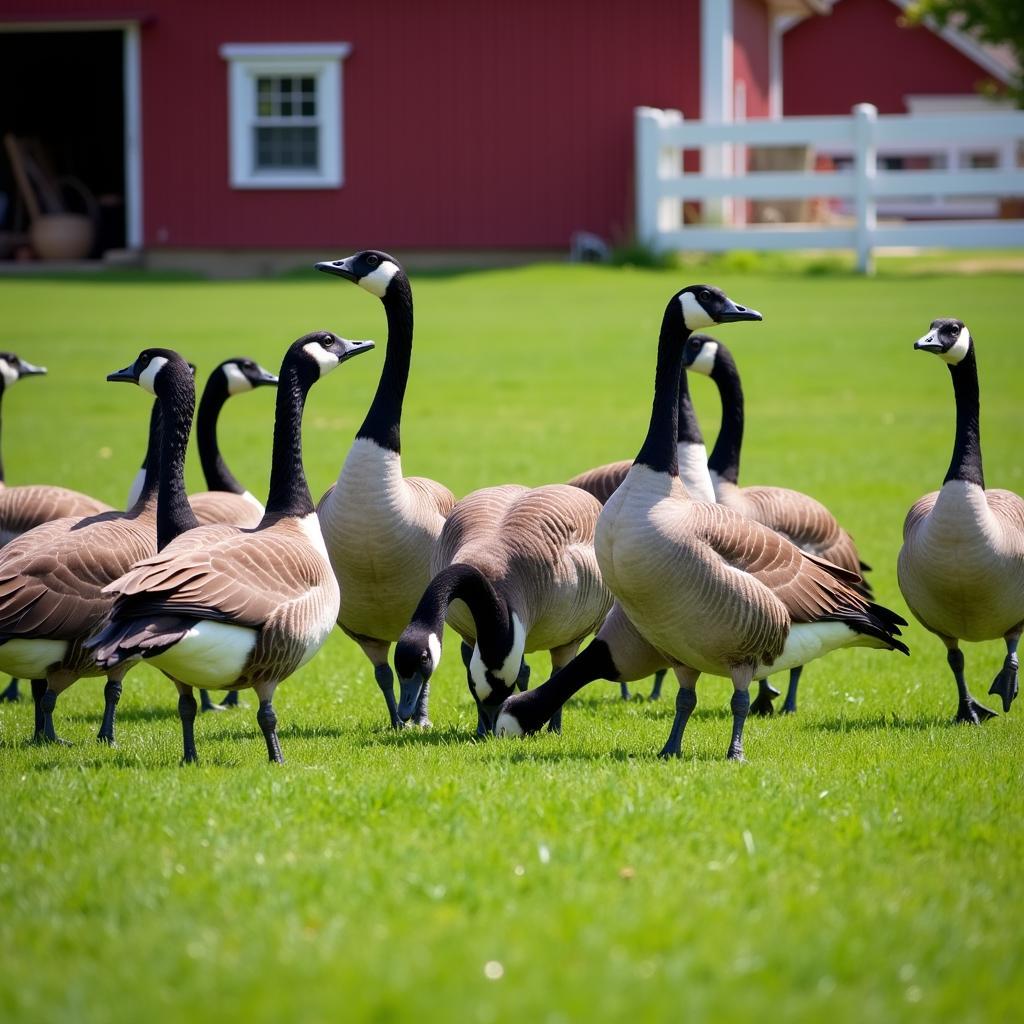 African Geese on a Farm