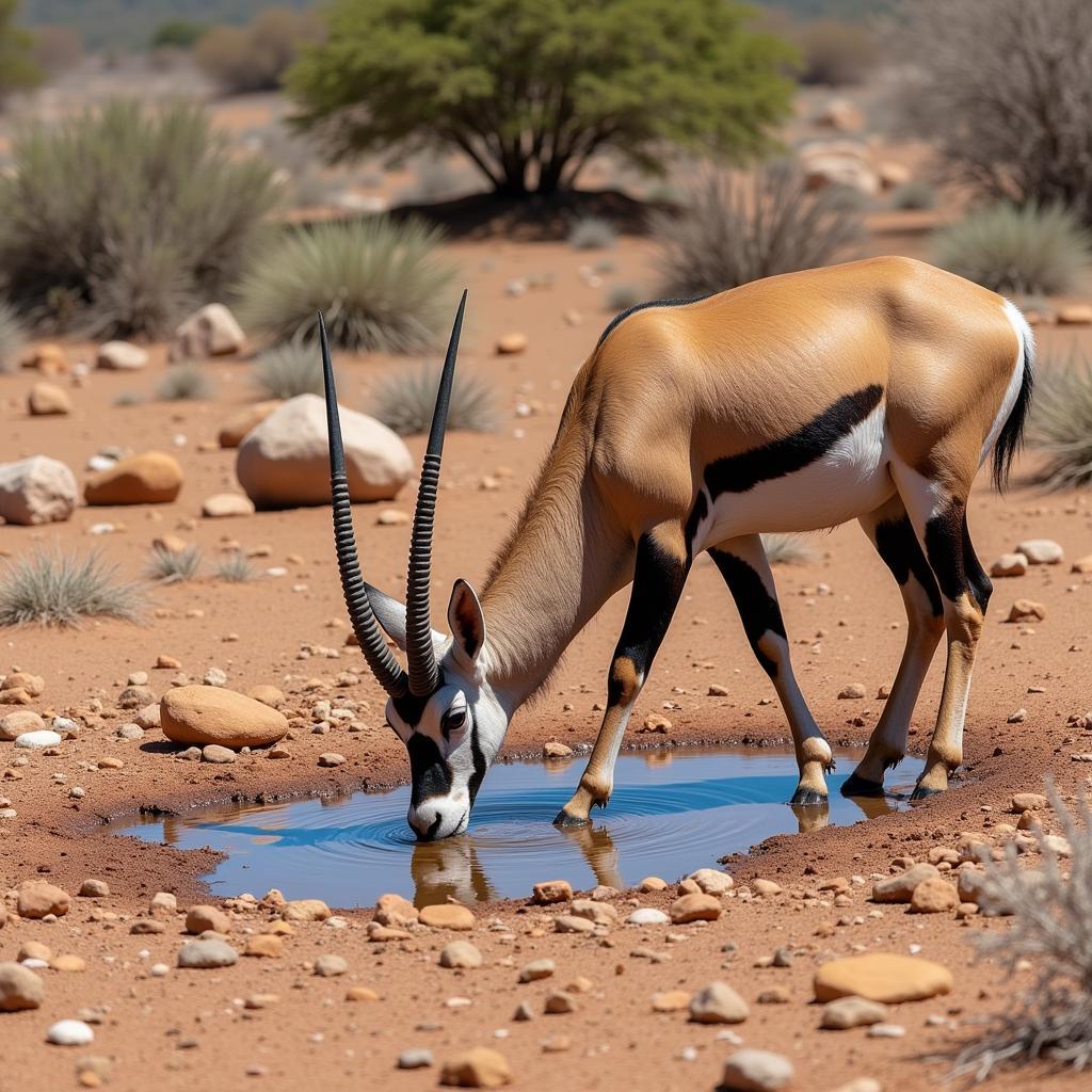 Gemsbok adapting to its desert environment