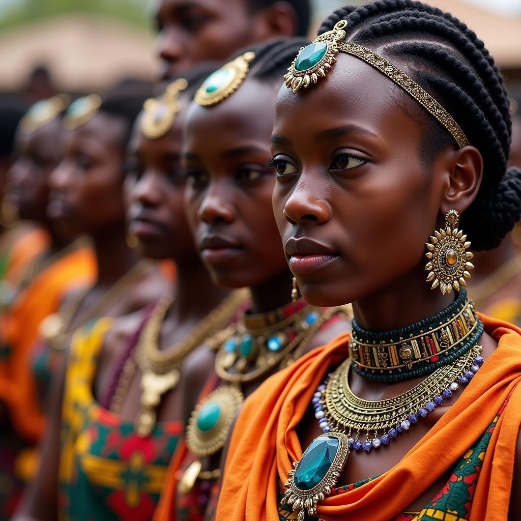 African Gemstone Jewelry in a Cultural Ceremony