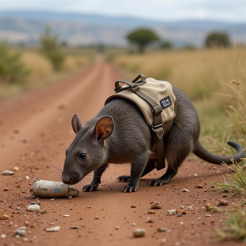 African Giant Pouched Rat Detecting Landmines