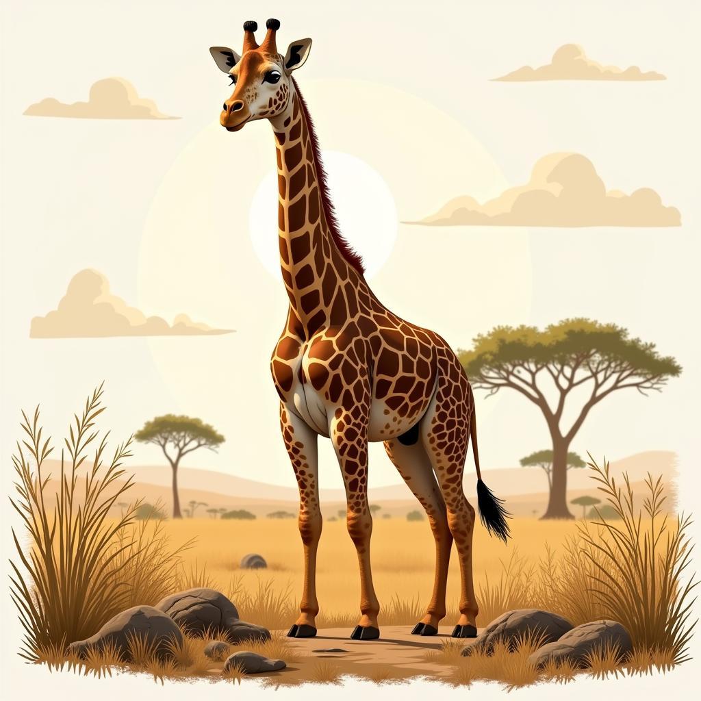 High-resolution African giraffe clipart