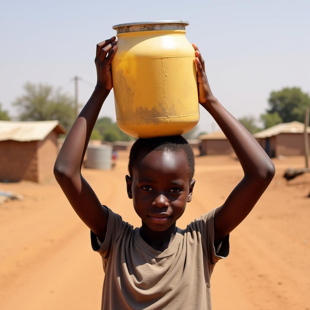 African Girl Fetching Water